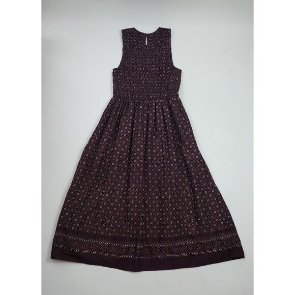 Madewell The Melody Smocked Midi Dress In Daisy Print M Dusty Plum Cotton Poplin - Picture 11 of 16